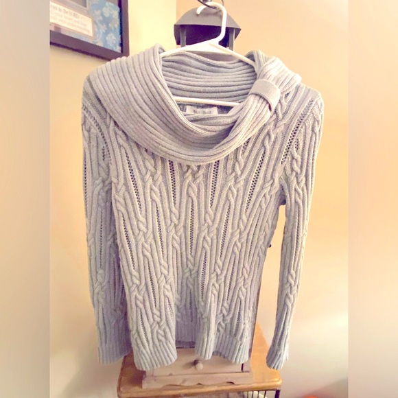 White House Black Market Sweaters - NWOT White House Black Market Cowl Neck Cable Knit Tunic Sweater